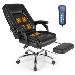 400 LBS Big and Tall Office Chair 6-Point Massage Executive Chair with Reclining Backrest, High Back Leather Swivel Computer Task Chair