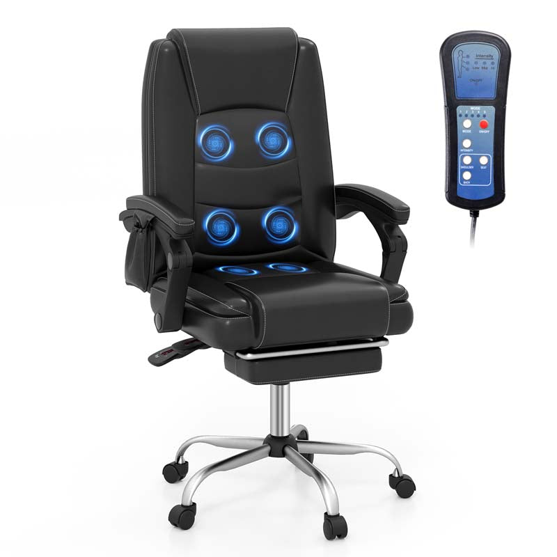 400 LBS Big and Tall Office Chair 6-Point Massage Executive Chair with Reclining Backrest, High Back Leather Swivel Computer Task Chair