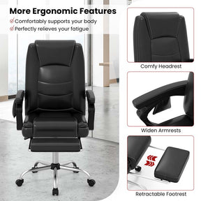 400 LBS Big and Tall Office Chair 6-Point Massage Executive Chair with Reclining Backrest, High Back Leather Swivel Computer Task Chair