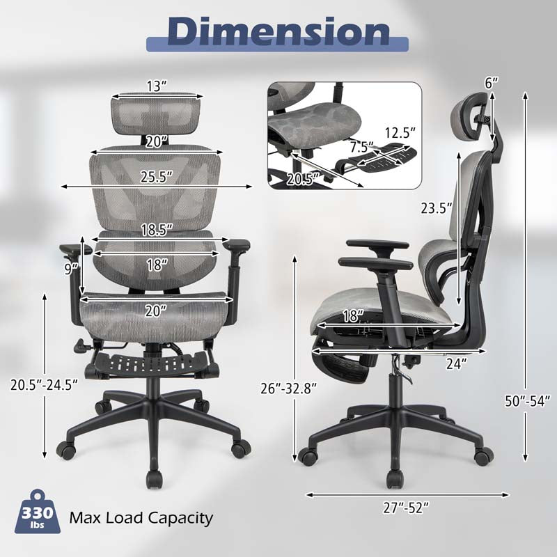 High Back Mesh Office Chair with/Tilting Backrest and Lumbar Support, Swivel Executive Task Chair Computer Desk Chair for Home Office