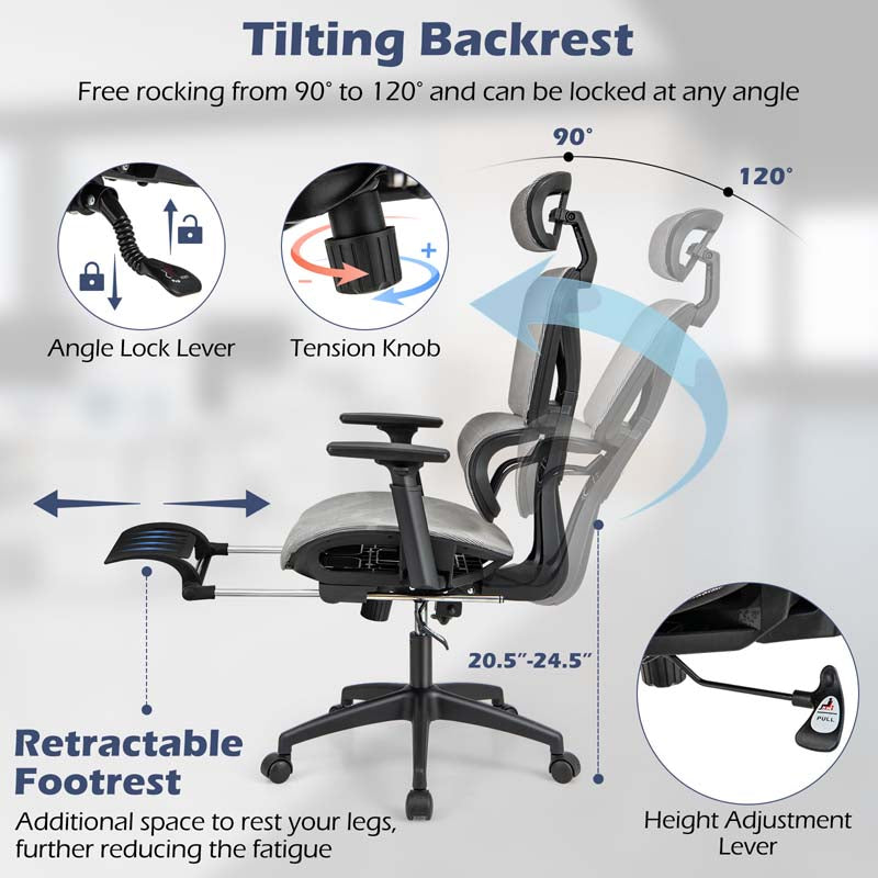 High Back Mesh Office Chair with/Tilting Backrest and Lumbar Support, Swivel Executive Task Chair Computer Desk Chair for Home Office