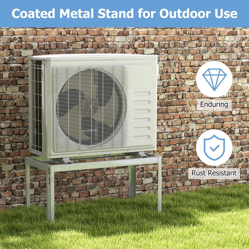 Mini Split Ground Stand for 9000-36000 BTU Ductless Air Conditioners, Adjustable Outdoor AC Unit Bracket with Heavy Duty Metal Frame