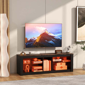 55" LED Light TV Stand for TVs up to 65 inches, Media Console Entertainment Center with 22 Dynamic Light Mode, Adjustable Tempered Glass Shelves