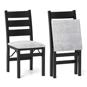 Set of 2/4 Modern Upholstered Folding Dining Chairs with Slatted Backrest, Armless Accent Side Kitchen Chairs for Living Room, Restaurant