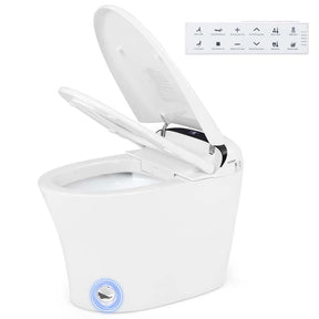 25.5" x 16" x 19" Elongated Smart Toilet Bidet with 1.28 GPF Dual Auto Flush, Adjustable Heated Seat, Dryer, Auto Open/Close Lid, Kick Sensor, Night Light