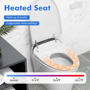 25.5" x 16" x 19" Elongated Smart Toilet Bidet with 1.28 GPF Dual Auto Flush, Adjustable Heated Seat, Dryer, Auto Open/Close Lid, Kick Sensor, Night Light