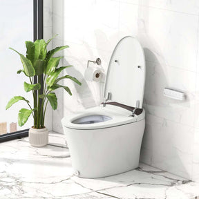 27.2" x 16.6" x 18.4" Elongated Smart Toilet, Bidet Toilet with Heated Seat, Dryer, Night Light, Auto Open/Close, Foot Sensor, 1.28 GPF Automatic/Blackout Flush