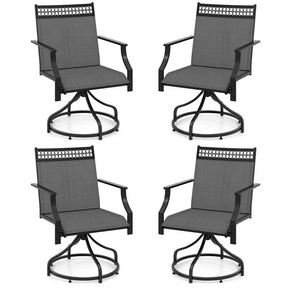 Set of 2/4 Swivel Patio Dining Chairs with Quick-Drying Fabric & Metal Frame, All-Weather Outdoor Chairs for Porch Lawn Garden Backyard