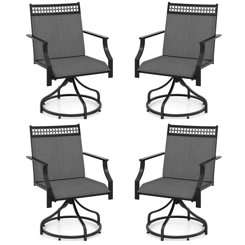 Set of 2/4 Swivel Patio Dining Chairs with Quick-Drying Fabric & Metal Frame, All-Weather Outdoor Chairs for Porch Lawn Garden Backyard