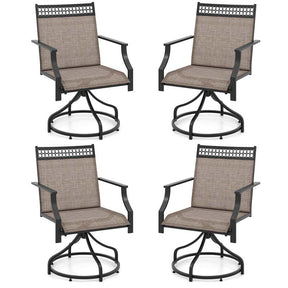 Set of 2/4 Swivel Patio Dining Chairs with Quick-Drying Fabric & Metal Frame, All-Weather Outdoor Chairs for Porch Lawn Garden Backyard