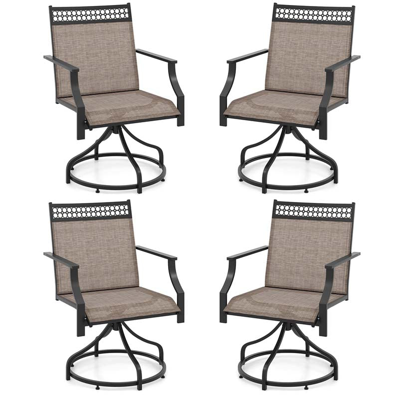 Set of 2/4 Swivel Patio Dining Chairs with Quick-Drying Fabric & Metal Frame, All-Weather Outdoor Chairs for Porch Lawn Garden Backyard