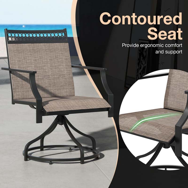 Set of 2/4 Swivel Patio Dining Chairs with Quick-Drying Fabric & Metal Frame, All-Weather Outdoor Chairs for Porch Lawn Garden Backyard