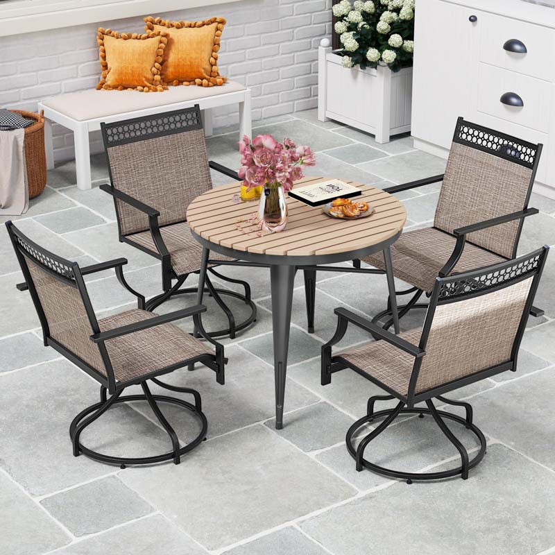 Set of 2/4 Swivel Patio Dining Chairs with Quick-Drying Fabric & Metal Frame, All-Weather Outdoor Chairs for Porch Lawn Garden Backyard