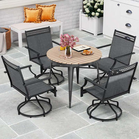 Set of 2/4 Swivel Patio Dining Chairs with Quick-Drying Fabric & Metal Frame, All-Weather Outdoor Chairs for Porch Lawn Garden Backyard