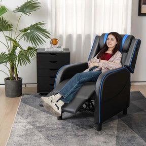 Racing Style Massage Gaming Sofa Chair Recliner with Bluetooth Speaker, Massage Lumbar Pillow, Retractable Footrest, Home Theatre