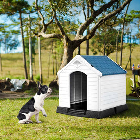 Waterproof Plastic Dog House Outdoor Indoor, Durable Pet House for Small Medium Large Dogs with Elevated Floor and Air Vents