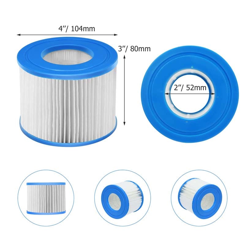 6/12 Pack Type VI Filter Cartridge, Hot Tub Spa Filter Replacement for SaluSpa, Massage Pool Spa Filter Pump