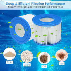 6/12 Pack Type VI Filter Cartridge, Hot Tub Spa Filter Replacement for SaluSpa, Massage Pool Spa Filter Pump