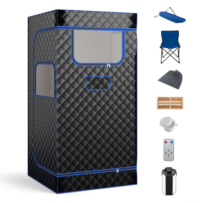 Portable Steam Sauna Personal Home Sauna Tent w/3L Steam Generator, Foldable Chair, Full-Size Indoor Steam Room for Home Spa