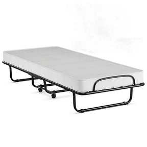 75" x 31" Rollaway Folding Bed with 4" Memory Foam Mattress, Portable Fold Up Guest Bed with Metal Frame and Wheels