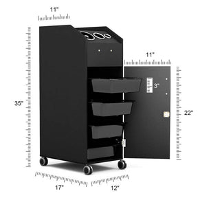 Salon Rolling Trolley Cart with 4 Drawers Lockable, Mobile Beauty Station Hairdressing Storage Cart for Salon Spa Manicure