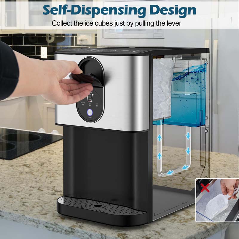 56 LBS/24H Nugget Ice Maker Countertop, Self-Dispensing Pepple Chewable Ice Making Machine with Self-Cleaning System