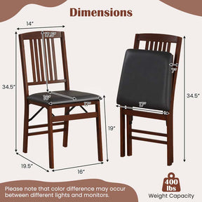 Set of 2/4 Foldable Wood Upholstered Kitchen Dining Chairs, Max Load 400 Lbs, Armless Side Chairs for Apartment Dining Room