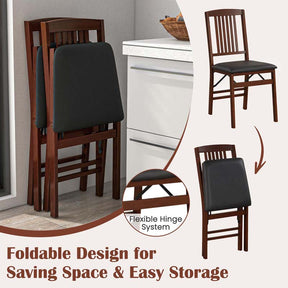 Set of 2/4 Foldable Wood Upholstered Kitchen Dining Chairs, Max Load 400 Lbs, Armless Side Chairs for Apartment Dining Room