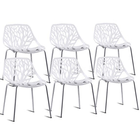 6 Pcs Hollow-Out Stackable Dining Chair Modern Outdoor Indoor Dining Side Chair Geometric Style Furniture