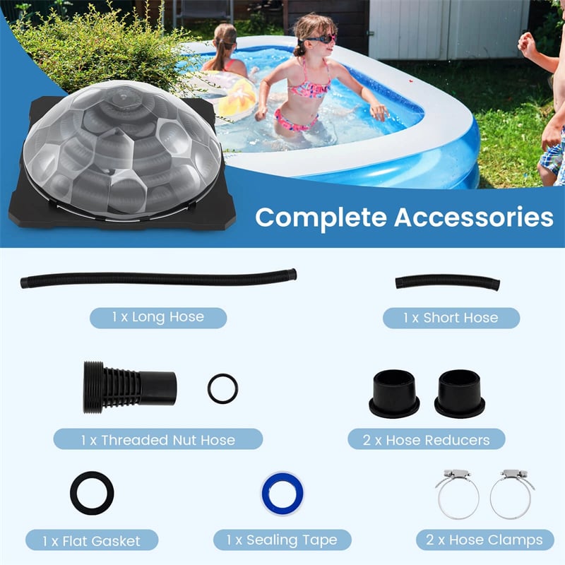 Dome Solar Swimming Pool Heater Above Ground Inground Pool Warmer Equipment with Hose Connector