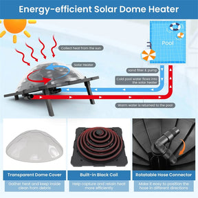 Dome Solar Swimming Pool Heater Above Ground Inground Pool Warmer Equipment with Hose Connector