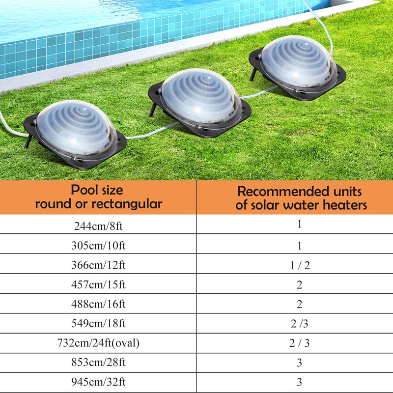 Dome Solar Swimming Pool Heater Above Ground Inground Pool Warmer Equipment with Hose Connector