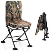 360° Swivel Hunting Blind Chair with All-Terrain Duck Feet, 330LBS Capacity, Folding Silent Deer Hunting Chair, Portable Ground Blind Chair