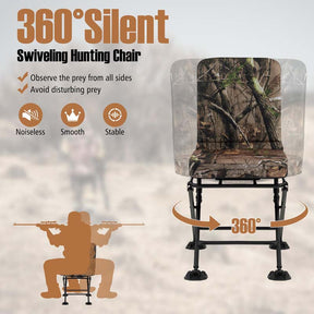 360° Swivel Hunting Blind Chair with All-Terrain Duck Feet, 330LBS Capacity, Folding Silent Deer Hunting Chair, Portable Ground Blind Chair