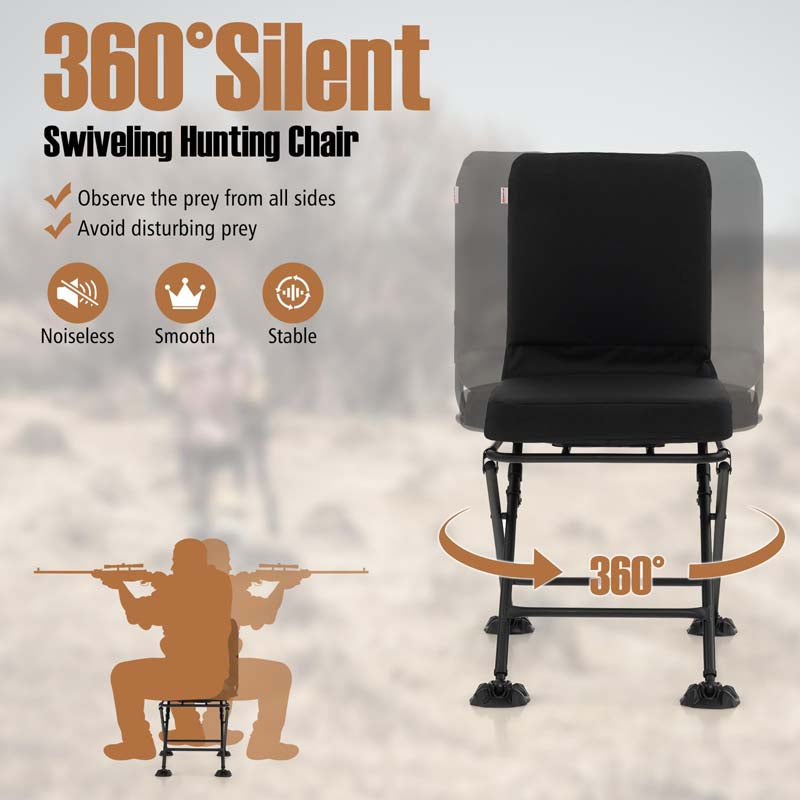 360° Swivel Hunting Blind Chair with All-Terrain Duck Feet, 330LBS Capacity, Folding Silent Deer Hunting Chair, Portable Ground Blind Chair