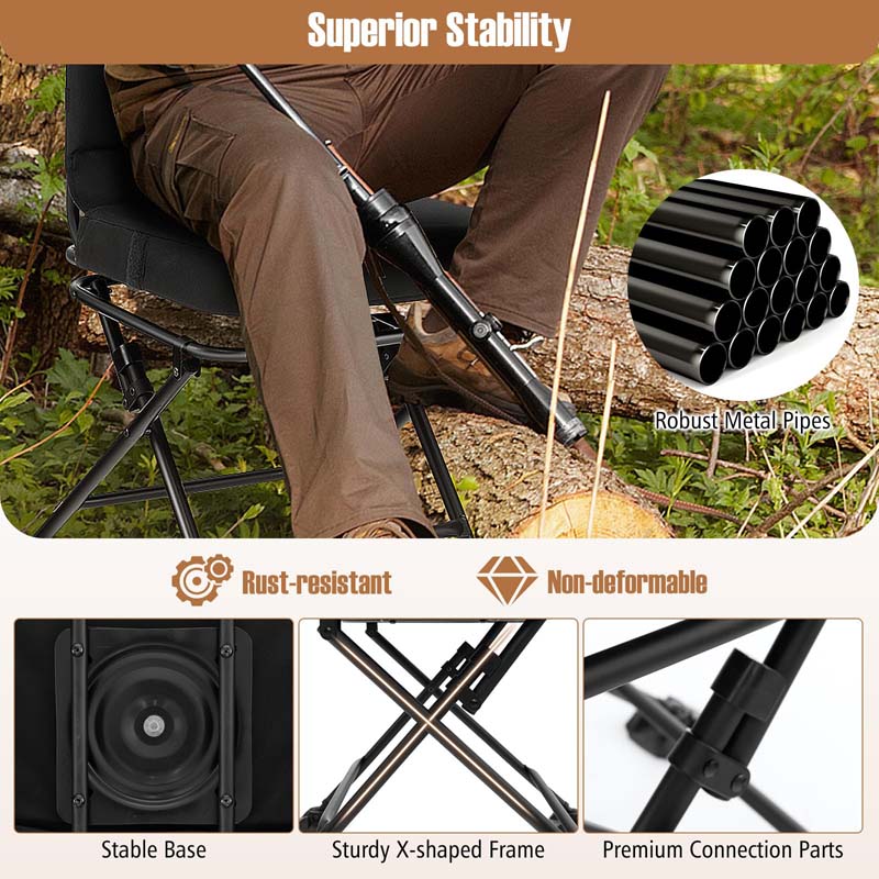 360° Swivel Hunting Blind Chair with All-Terrain Duck Feet, 330LBS Capacity, Folding Silent Deer Hunting Chair, Portable Ground Blind Chair