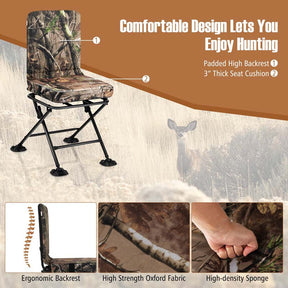 360° Swivel Hunting Blind Chair with All-Terrain Duck Feet, 330LBS Capacity, Folding Silent Deer Hunting Chair, Portable Ground Blind Chair