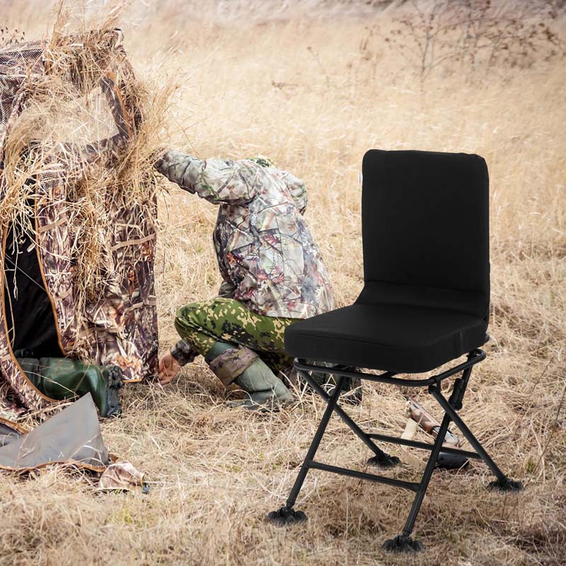 360° Swivel Hunting Blind Chair with All-Terrain Duck Feet, 330LBS Capacity, Folding Silent Deer Hunting Chair, Portable Ground Blind Chair