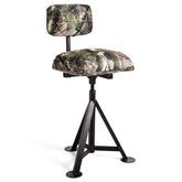 360° Camo Swivel Hunting Chair for Outdoor Activities, Height Adjustable Tripod Blind Stool Chair with Detachable Backrest, Padded seat