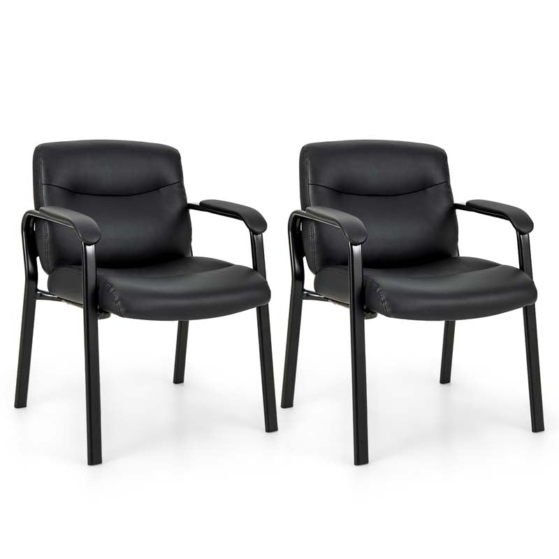 Set of 2 Waiting Room Chairs with Well-padded Back & Upholstered Seat, Modern Office Conference Chairs Guest Reception Chairs