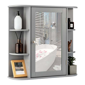 Mirrored Bathroom Storage Cabinet Wall Mounted Hanging Medicine Cabinet Over Toilet with Single Door, 3 Adjustable Shelves