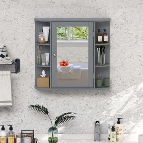 Mirrored Bathroom Storage Cabinet Wall Mounted Hanging Medicine Cabinet Over Toilet with Single Door, 3 Adjustable Shelves