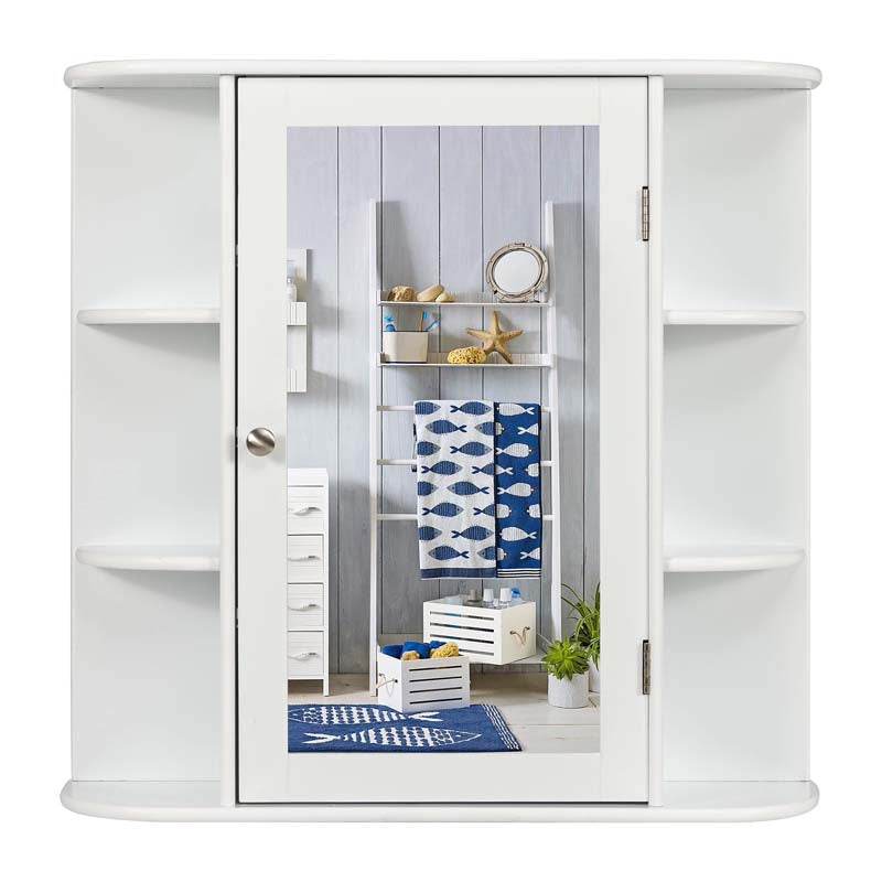 Mirrored Bathroom Storage Cabinet Wall Mounted Hanging Medicine Cabinet Over Toilet with Single Door, 3 Adjustable Shelves