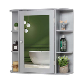 Mirrored Bathroom Storage Cabinet Wall Mounted Hanging Medicine Cabinet Over Toilet with Single Door, 3 Adjustable Shelves