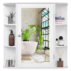 Mirrored Bathroom Storage Cabinet Wall Mounted Hanging Medicine Cabinet Over Toilet with Single Door, 3 Adjustable Shelves