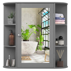 Mirrored Bathroom Storage Cabinet Wall Mounted Hanging Medicine Cabinet Over Toilet with Single Door, 3 Adjustable Shelves