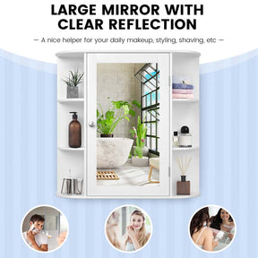 Mirrored Bathroom Storage Cabinet Wall Mounted Hanging Medicine Cabinet Over Toilet with Single Door, 3 Adjustable Shelves