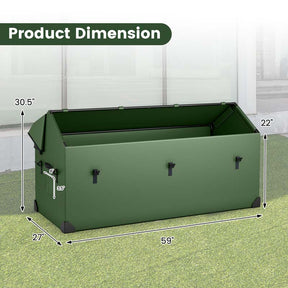 174 Gallon All Weather Outdoor Storage Box Patio Tarpaulin Deck Box with Ventilated Window, Adjustable Snap