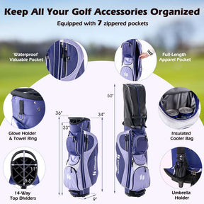 12 Pcs Women's Complete Golf Club Set Right Hand w/460CC #1 Driver & #3 Fairway & #5 Hybrid & #5/#6/#7/#8/#9/#P/#S Irons, Putter, Golf Cart Bag