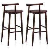 Set of 2 35"H Wooden Bar Chairs with Backrest and Footrest, Bar Height Stools for Home Restaurant Cafe